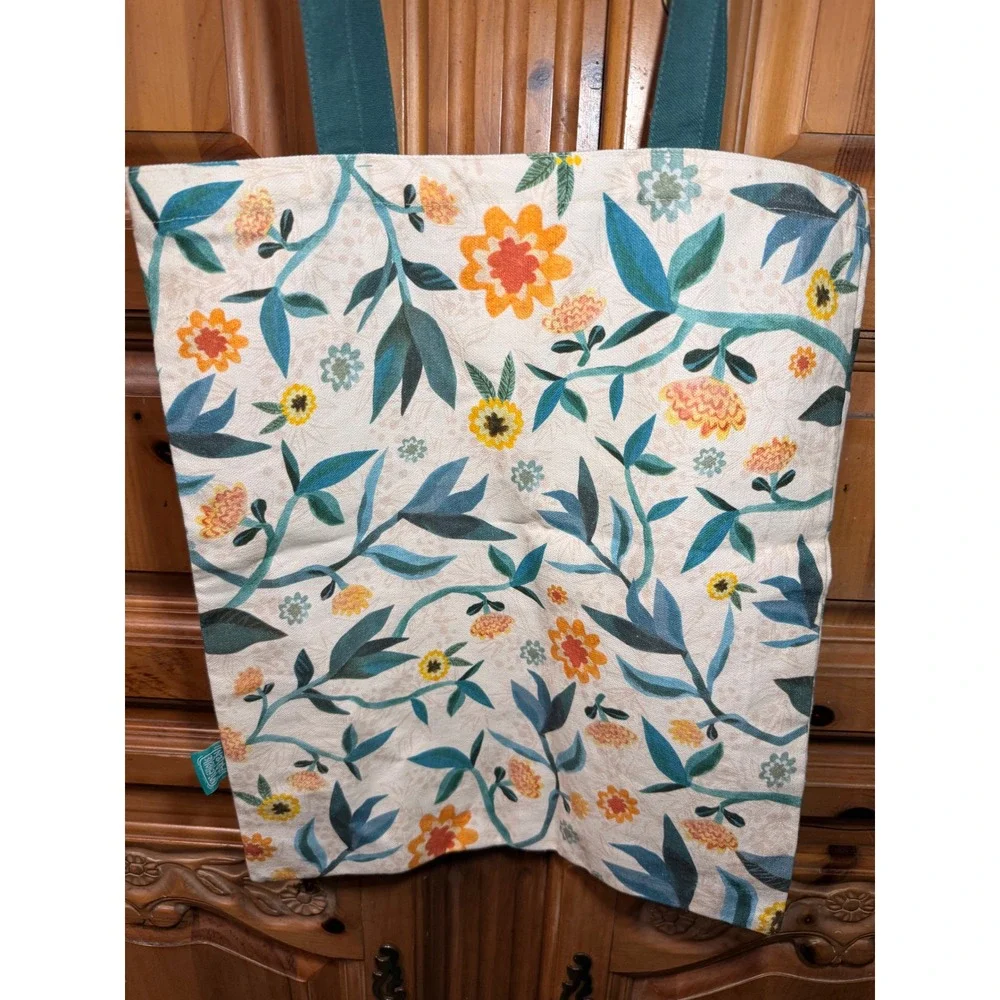 Michelle Allen Designs Enesco Owl & Owlet Tote Bag Floral Cotton Canvas NWT
